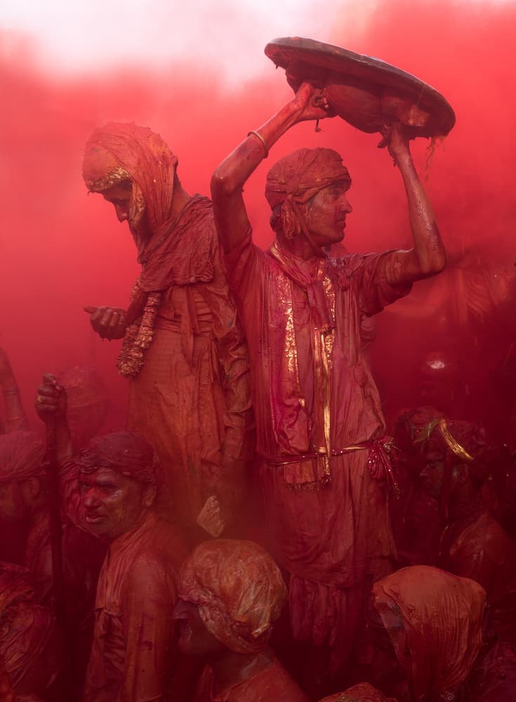 Red Holi Celebration by Jassi Oberai — canvas wall art