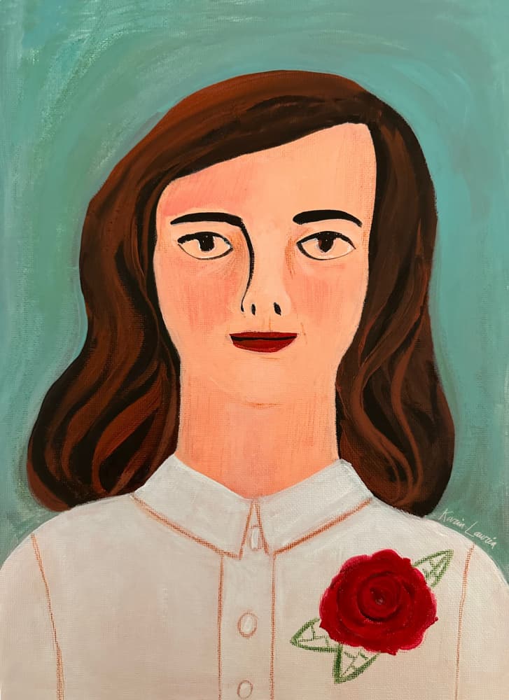 Woman with Red Rose by Karin Lauria — canvas wall art