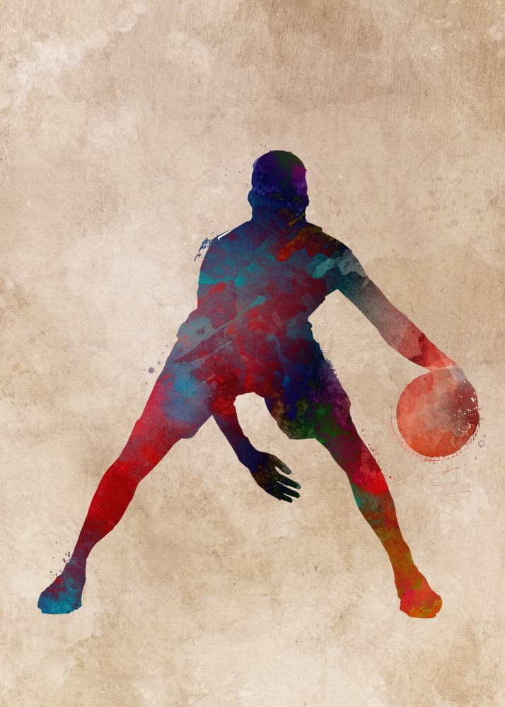 Colorful Basketball Player by Justyna Jaszke — canvas wall art
