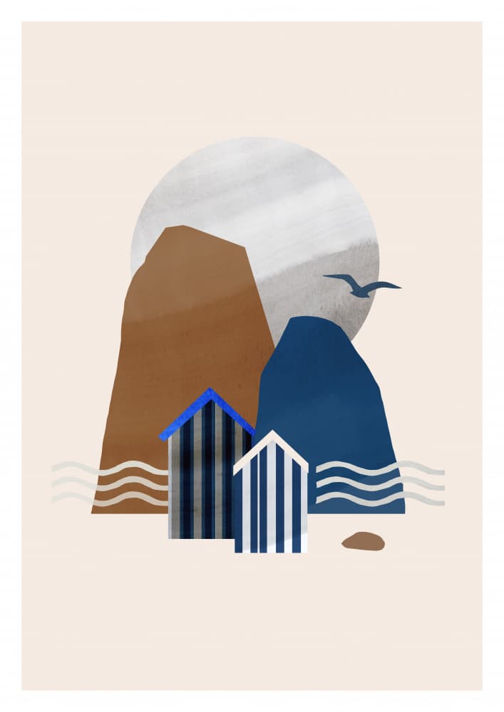 Abstract Coastal Huts by casa cartissi — canvas wall art