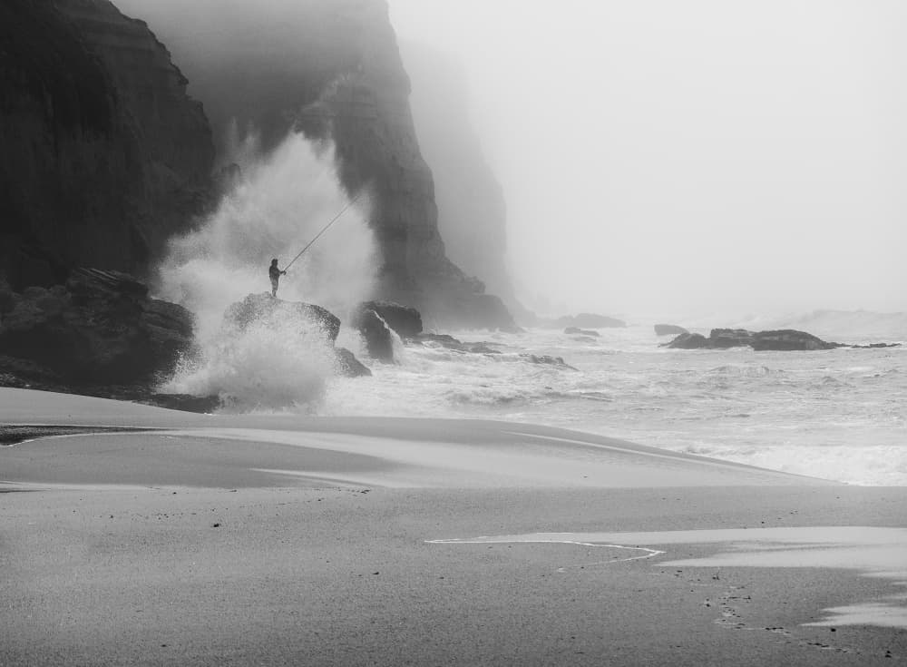 Misty Ocean Fisherman by Adolfo Urrutia — canvas wall art
