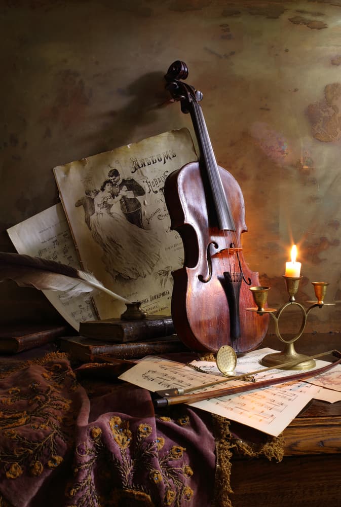 Romantic Violin Still Life by Andrey Morozov — canvas wall art
