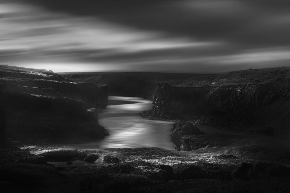 Winding Canyon Flow by Dennis Zhang — canvas wall art