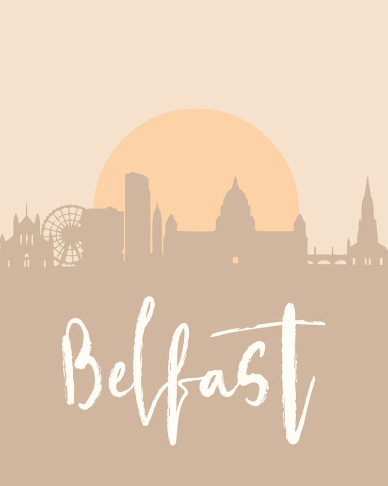 Belfast Skyline Sunset by Emiliano Deificus — canvas wall art