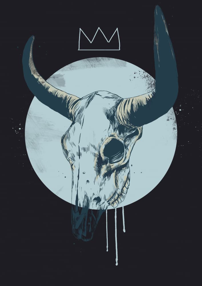 Crowned Bull Skull by Balazs Solti — canvas wall art
