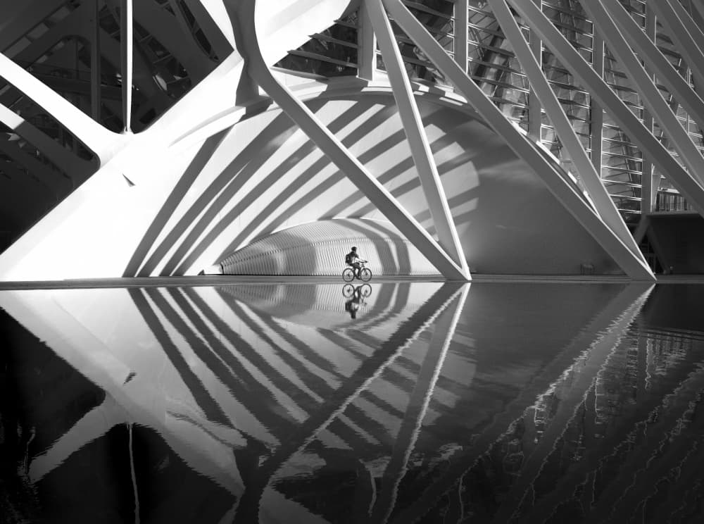 Cyclist Reflects Modern Architecture by Ivo Vuk — canvas wall art