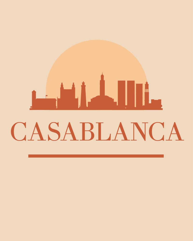 Casablanca City Silhouette by Emiliano Deificus — canvas wall art