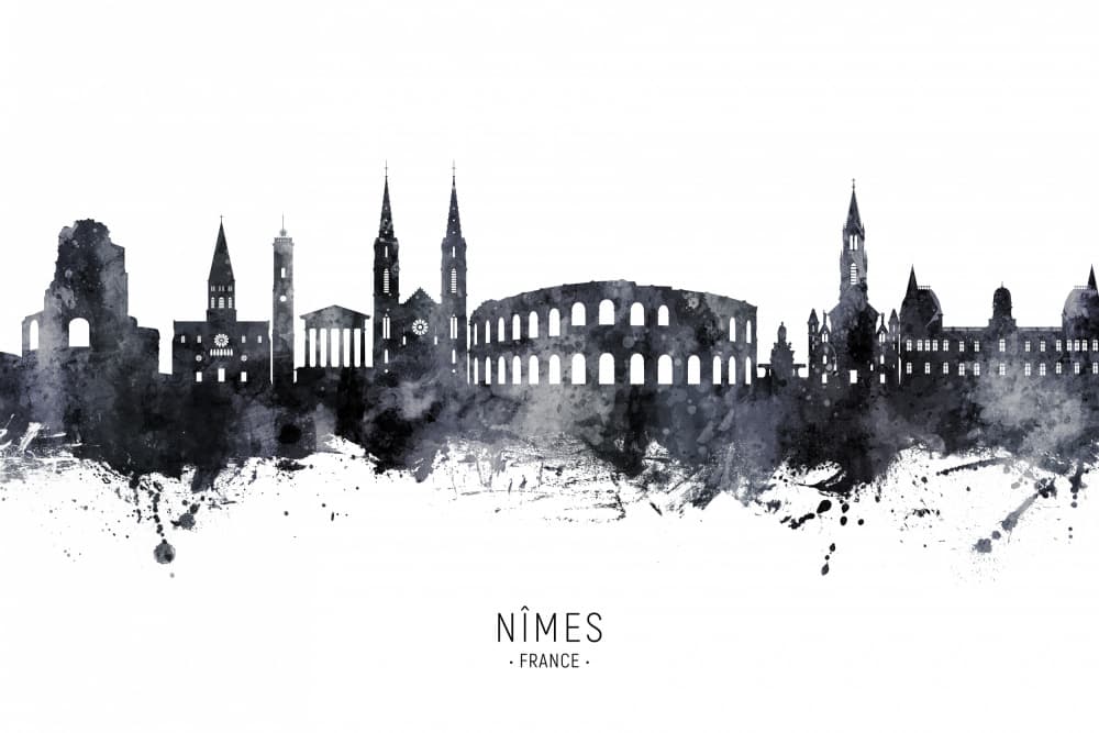 Nîmes France Skyline by Michael Tompsett — canvas wall art