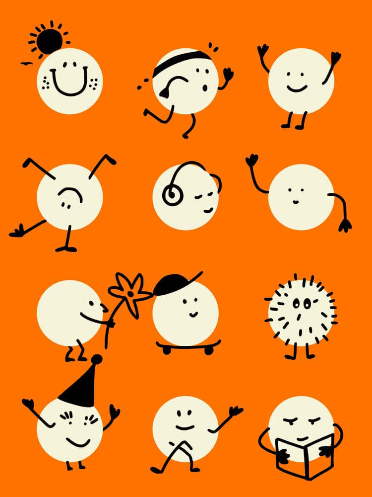 Whimsical Happy Doodles by Annick — canvas wall art