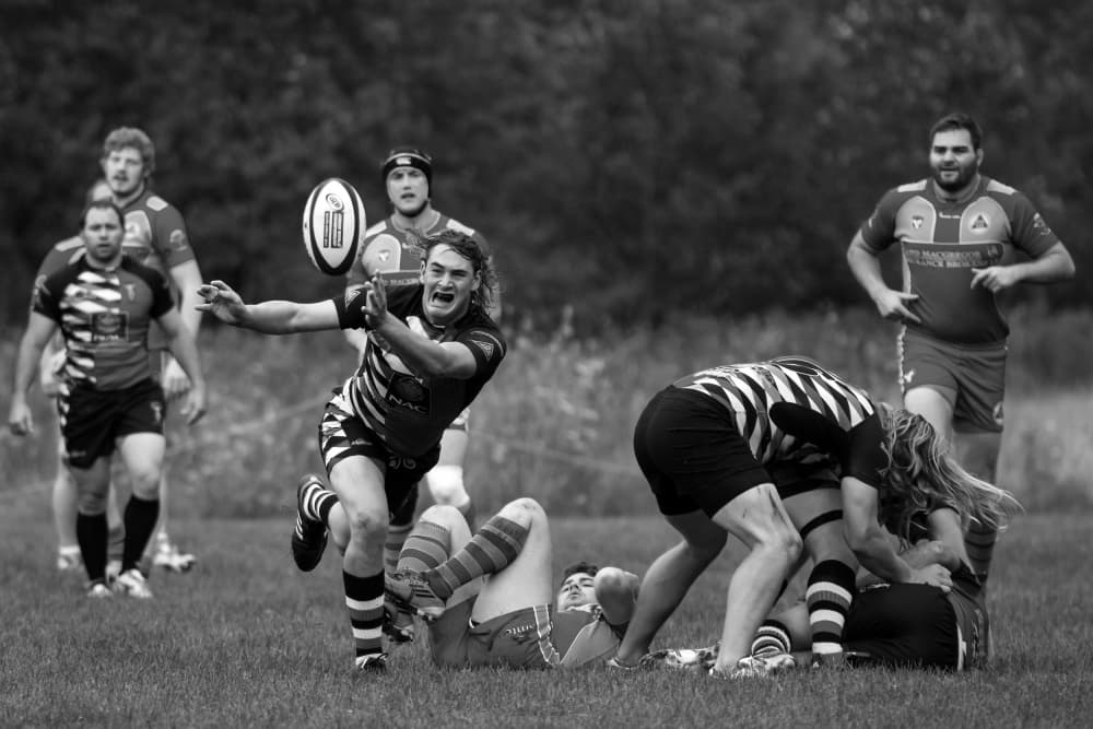 Intense Rugby Action by Darlene Hewson — canvas wall art