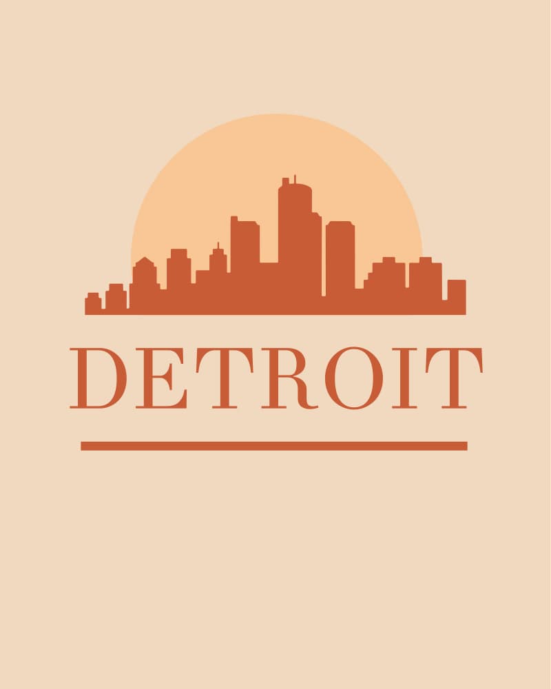 Detroit Sunset Skyline by Emiliano Deificus — canvas wall art