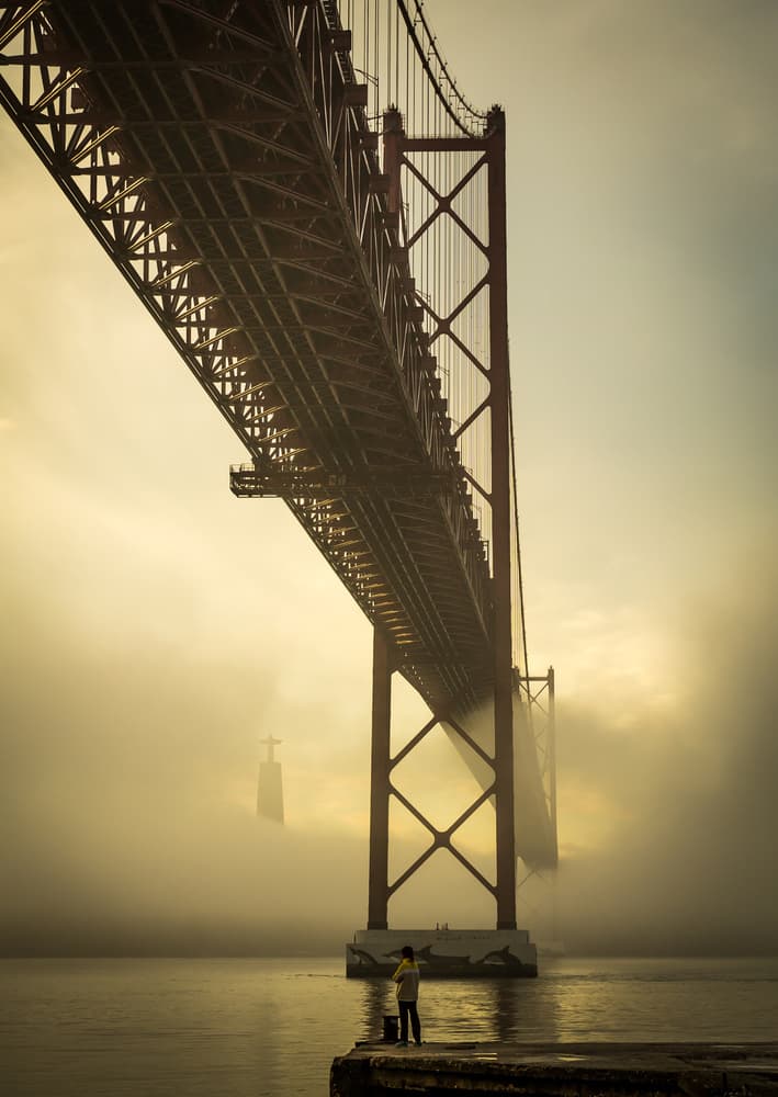 Misty Lisbon Bridge by Ricardo Mateus — canvas wall art