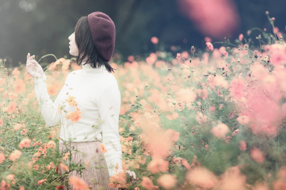Dreamy Woman Flower Field by Daisuke Kiyota — canvas wall art