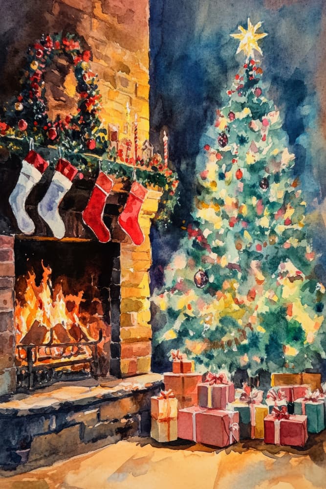 Cozychristmastimeno02 by Treechild — canvas wall art