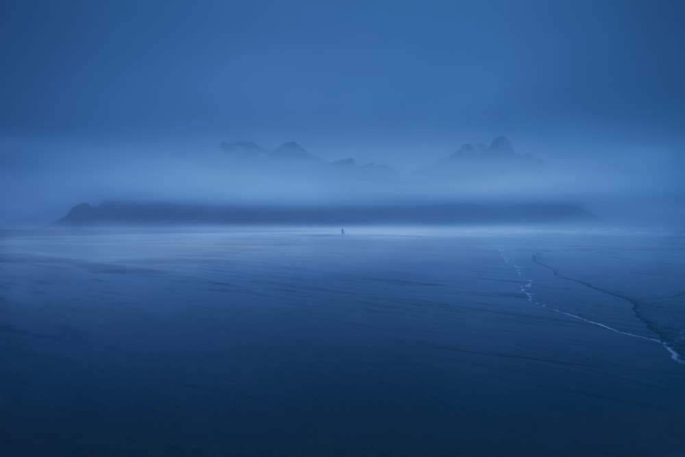 Blue Foggy Coastal Solitude by Peter Svoboda MQEP — canvas wall art