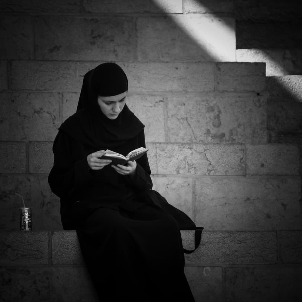 Contemplative Woman Reading by Miroslaw Prybinski — canvas wall art