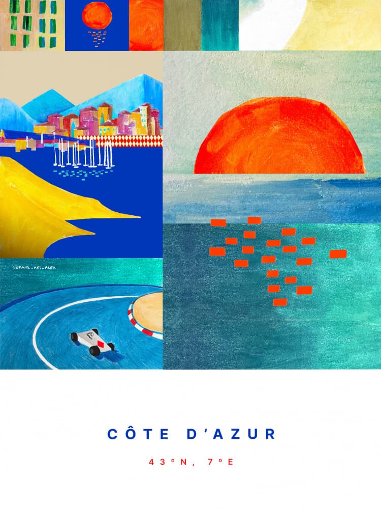 MODERN RIVIERA: COLOURFUL CÔTE D'AZUR POSTER by Awol Art Alex — canvas wall art