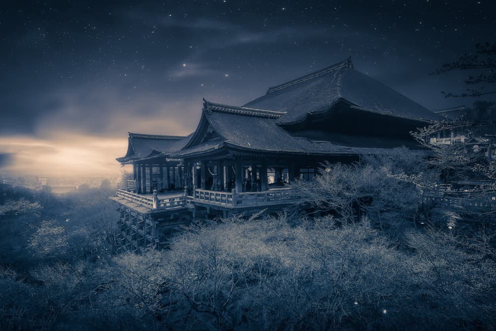Tranquil Temple Under Stars by Richard Vandewalle — canvas wall art