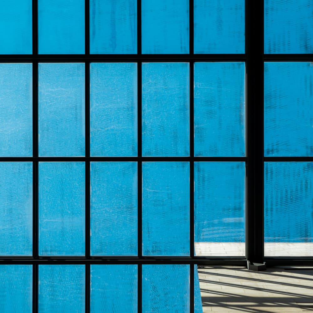 Blue Grid Sunlight by Markus Auerbach — canvas wall art