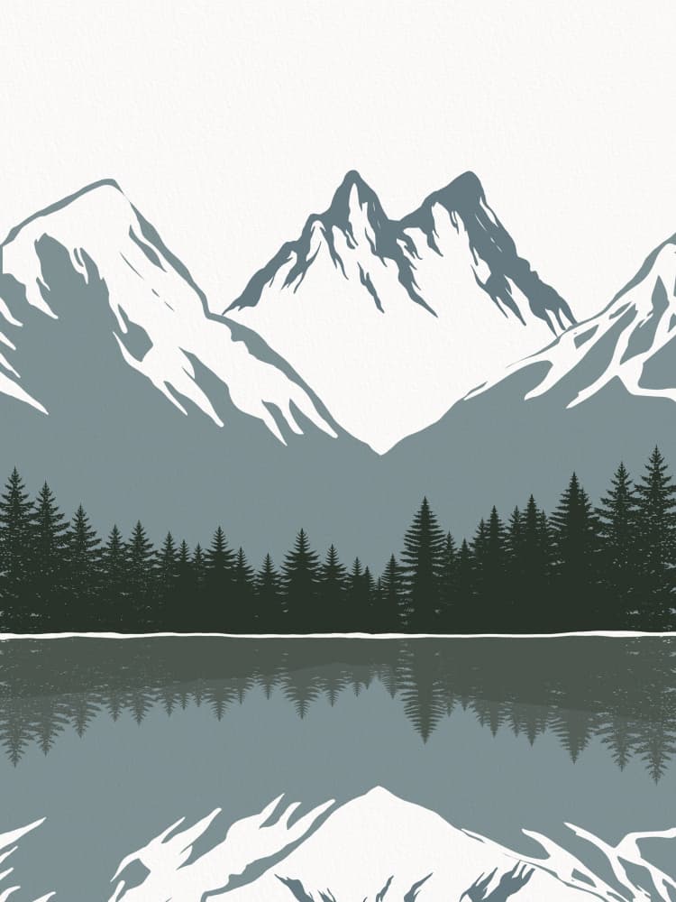 Serene Mountain Lake Reflection by Little Dean — canvas wall art
