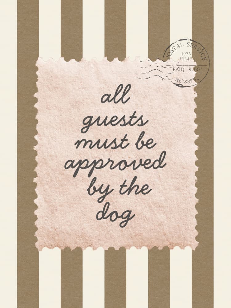 Dog Guest Approval Stamp by Jolly and Dash — canvas wall art