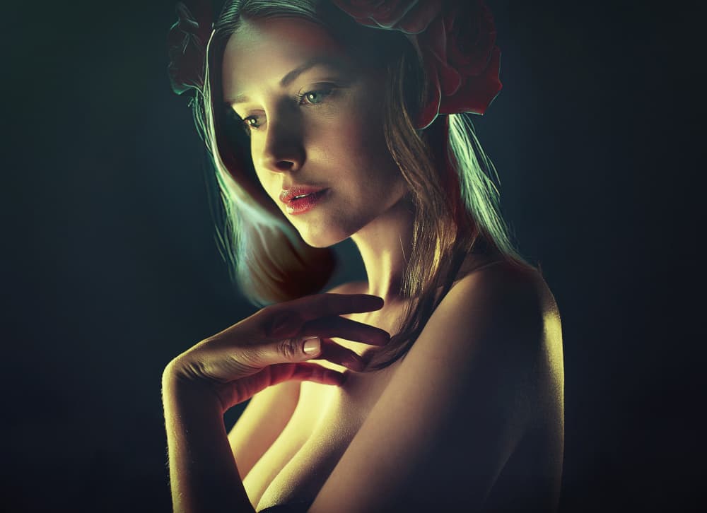 Ethereal Woman With Roses by Oren Hayman — canvas wall art