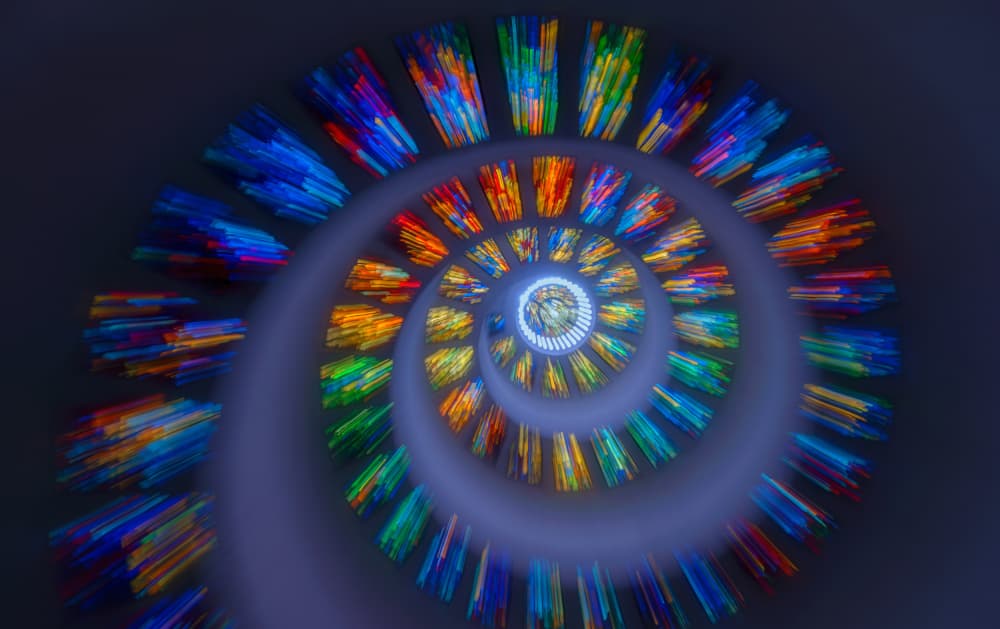 Vibrant Stained Glass Spiral by Sheila Xu — canvas wall art