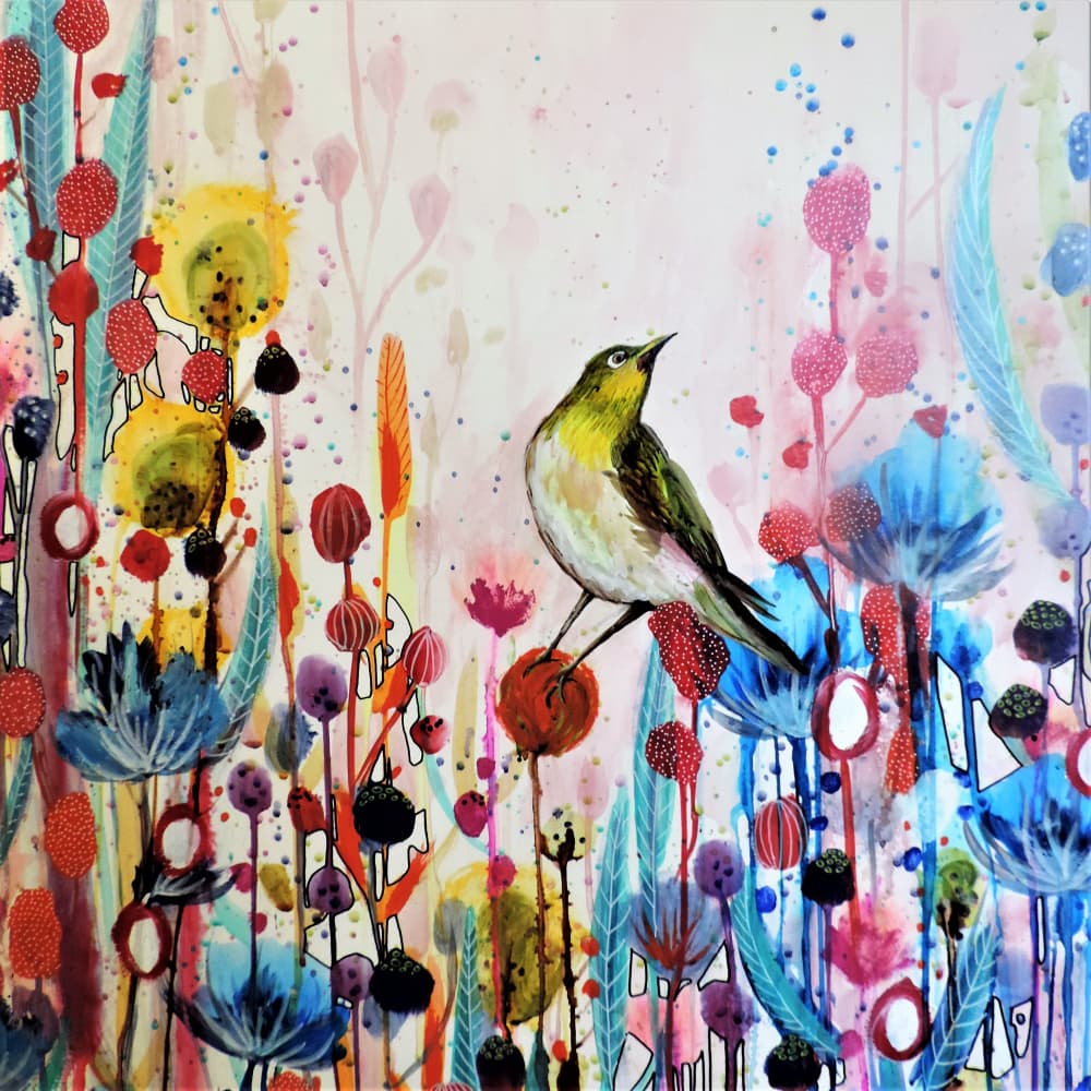 Whimsical Garden Bird by Sylvie Demers — canvas wall art