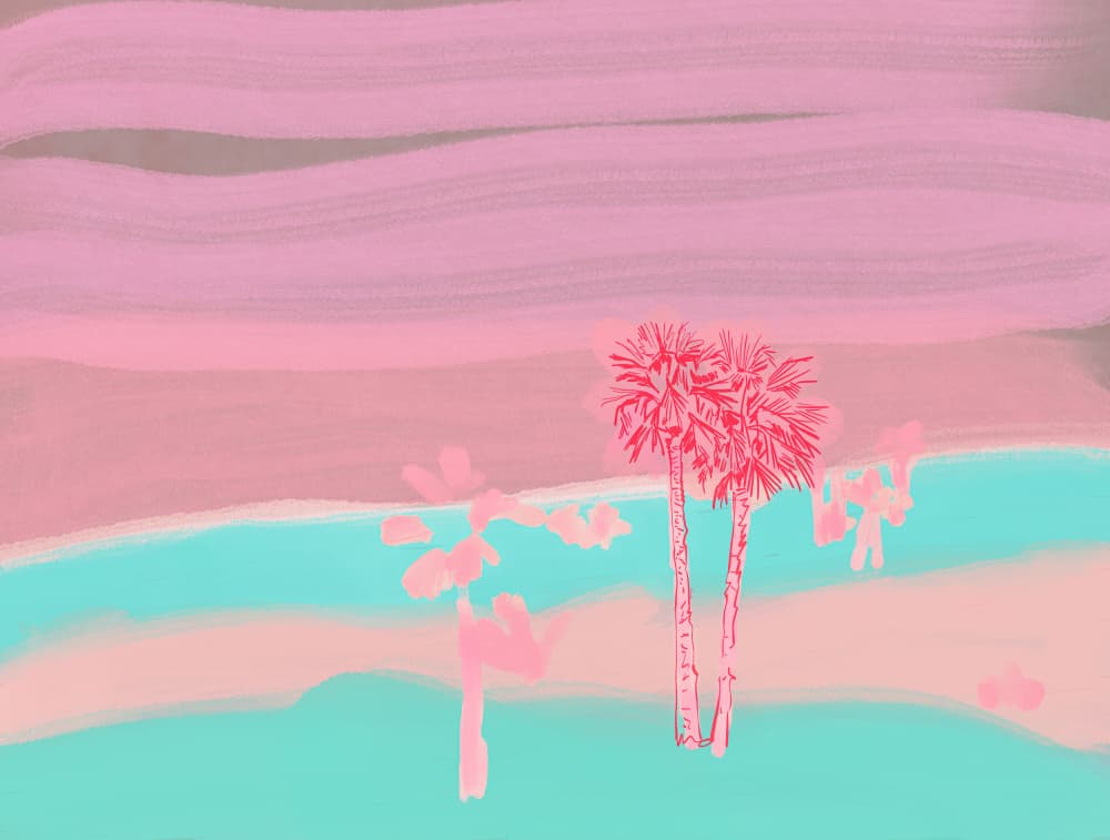 Pink Tropical Palms by Beate Tubach — canvas wall art