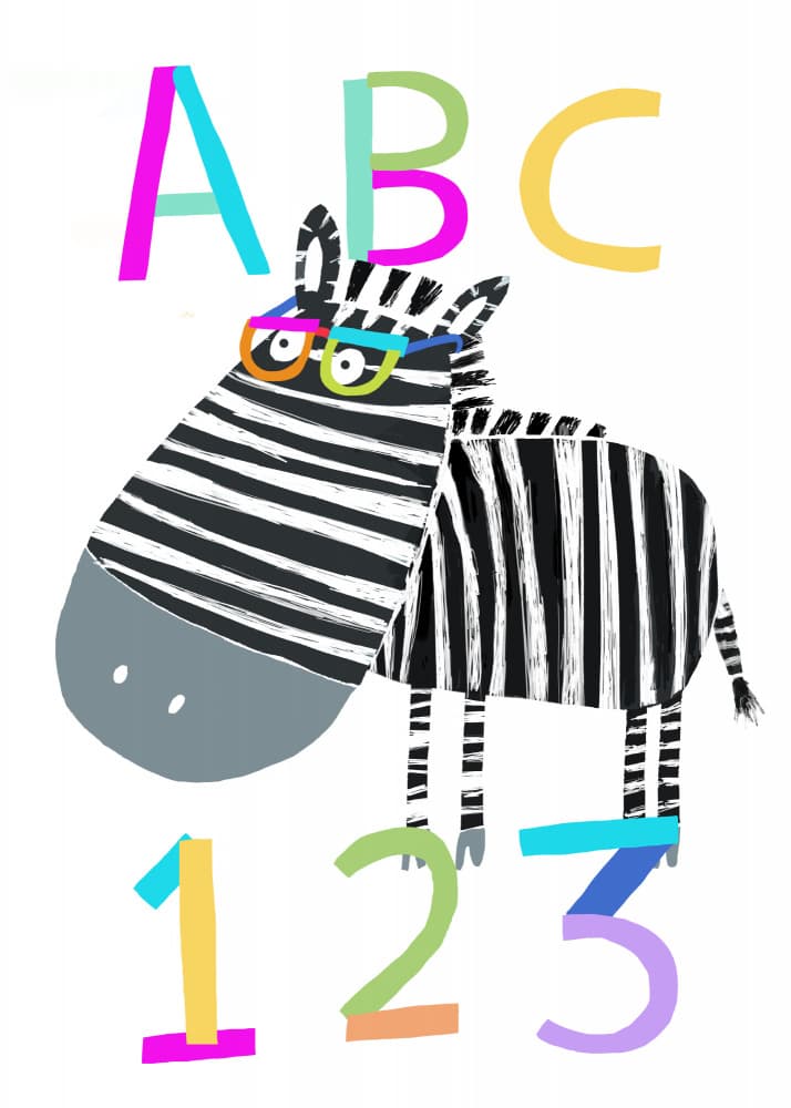 Zebra ABC 123 by Carla Daly — canvas wall art