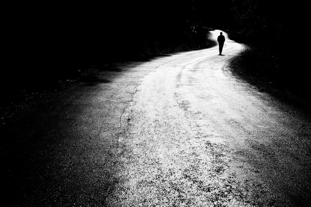 Winding Road Lone Figure by Ali Ayer — canvas wall art