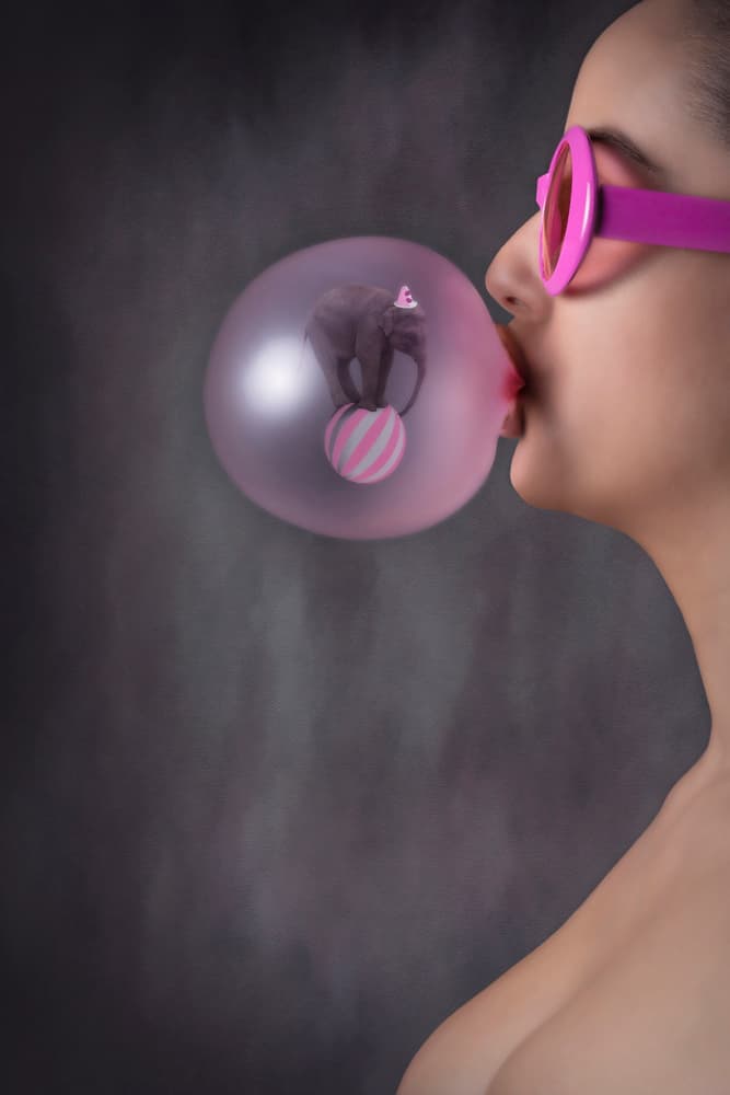 Pink Bubble Elephant by Carola Kayen-Mouthaan — canvas wall art