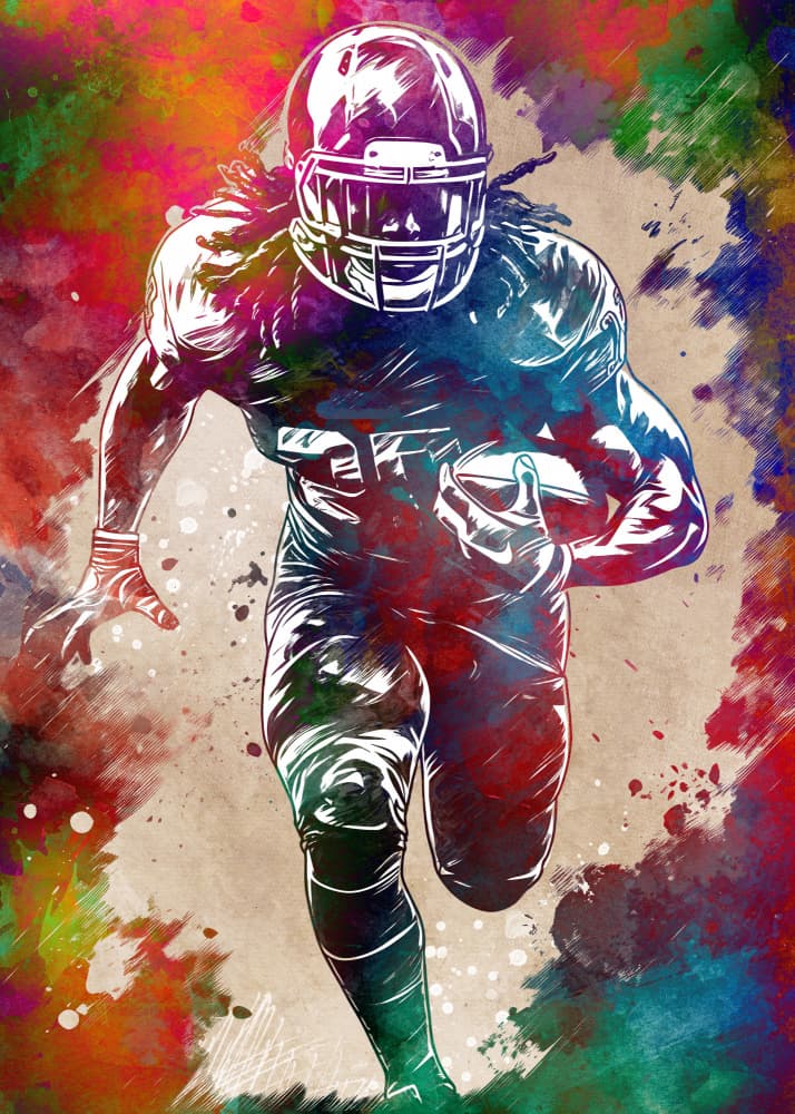 Vibrant Football Player by Justyna Jaszke — canvas wall art
