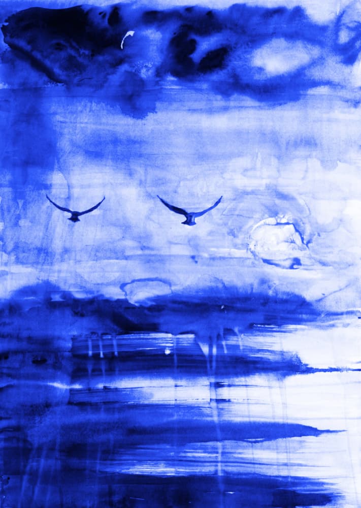 Birds Over Blue Horizon by RodMacIver — canvas wall art
