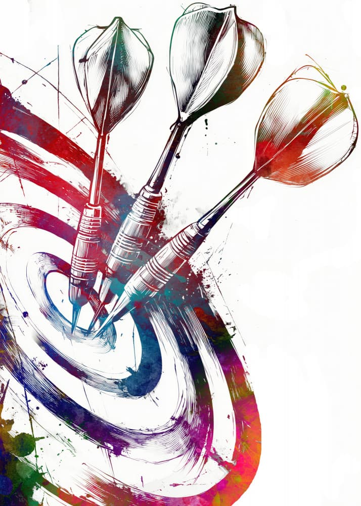 Colorful Darts Bullseye by Justyna Jaszke — canvas wall art