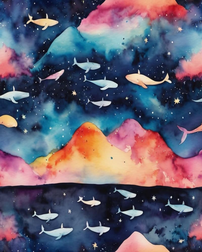 Dreamy Celestial Whales