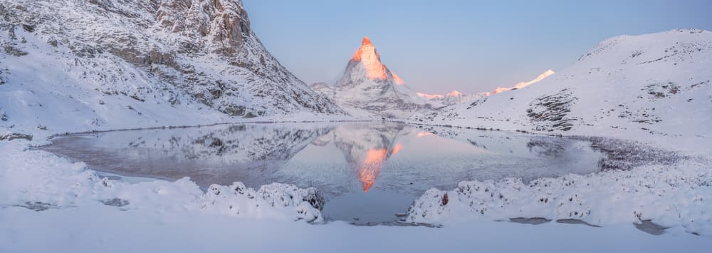 Golden Peak Winter Reflection by Valeriy Shcherbina — canvas wall art