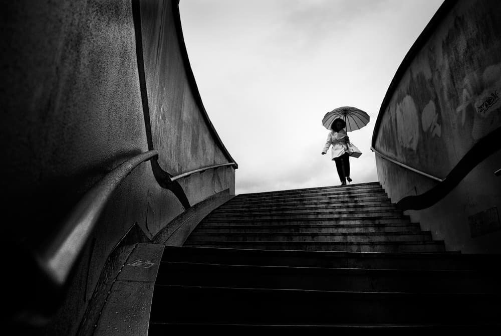 Solitary Umbrella Ascent by Agostinho Teixeira — canvas wall art