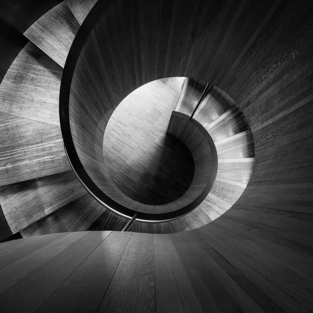 Elegant Spiral Staircase by Marc van Oostrum — canvas wall art