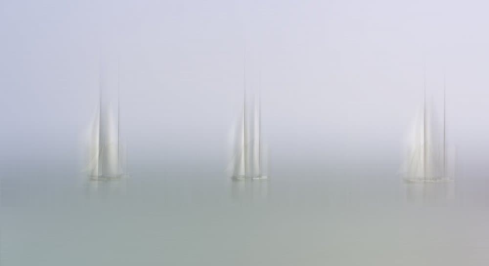 Abstract Misty Sailboats by Greetje van Son — canvas wall art