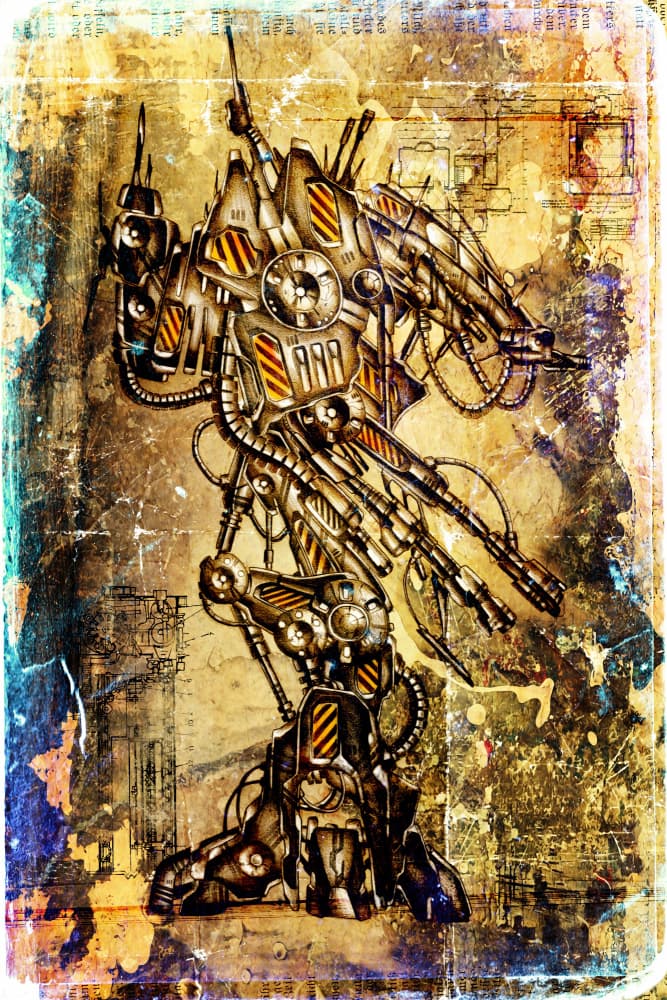 Industrial Mech Blueprint by Rafal Kulik — canvas wall art