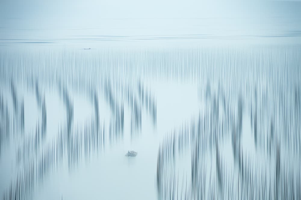 Calm Blue Sea Lines by Bingo Z — canvas wall art
