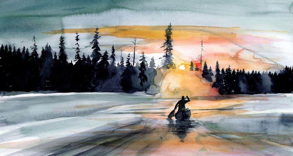 Wilderness Lake Paddling by RodMacIver — canvas wall art