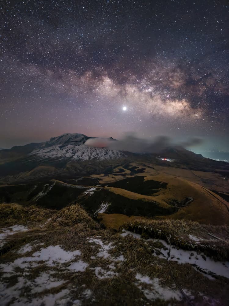 Volcano Under Milky Way by Awakari — canvas wall art