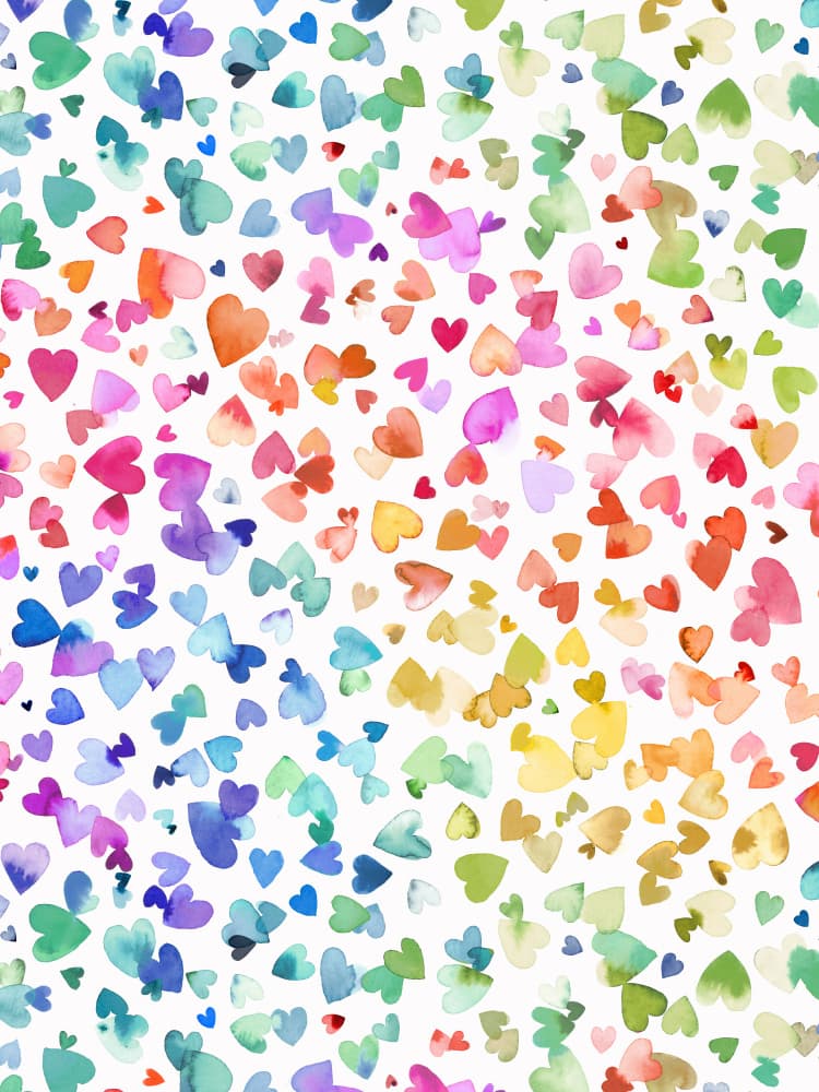 Watercolor Rainbow Hearts by Ninola Design — canvas wall art