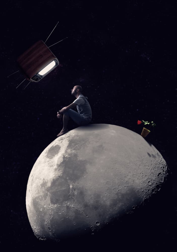 Lonely Man on Moon by Hamed Khosroshahi — canvas wall art