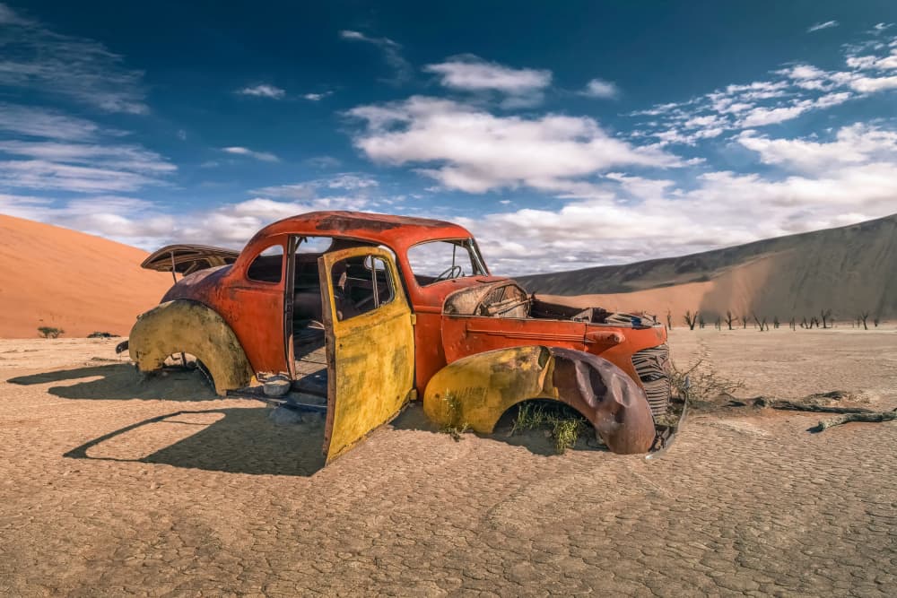 Vintage Desert Car by Marcel Egger — canvas wall art
