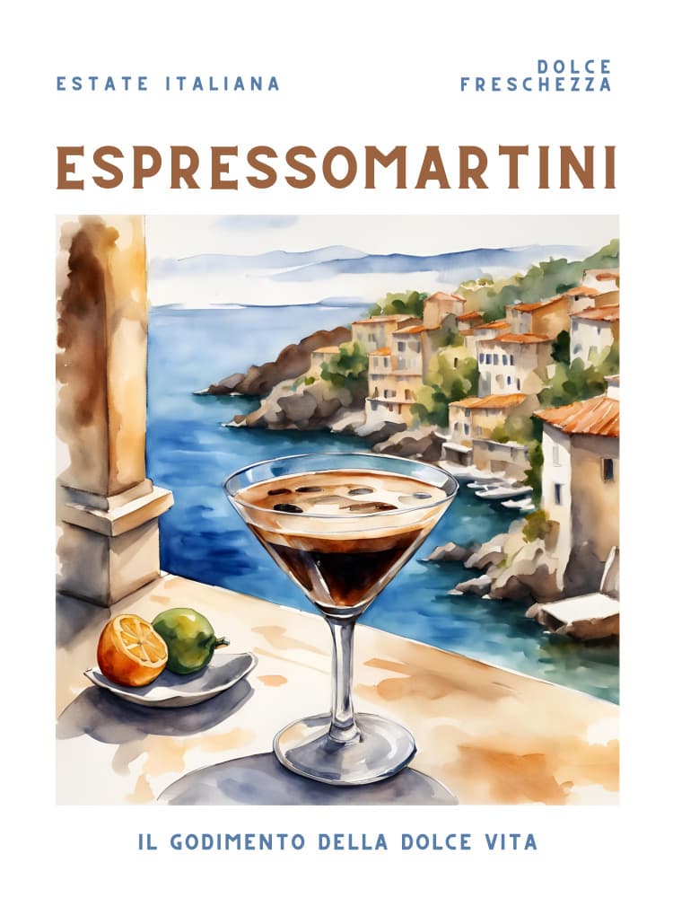 Italian Summer Espresso Martini by Ohkimiko — canvas wall art