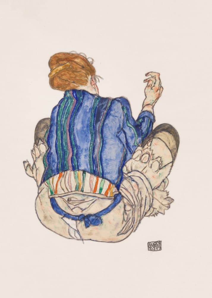 Seated Woman, Back View by Egon Schiele — canvas wall art