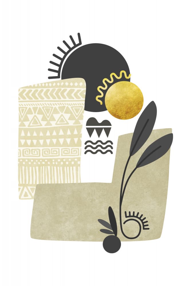 Boho Shapes Golden Sun by amini54 — canvas wall art